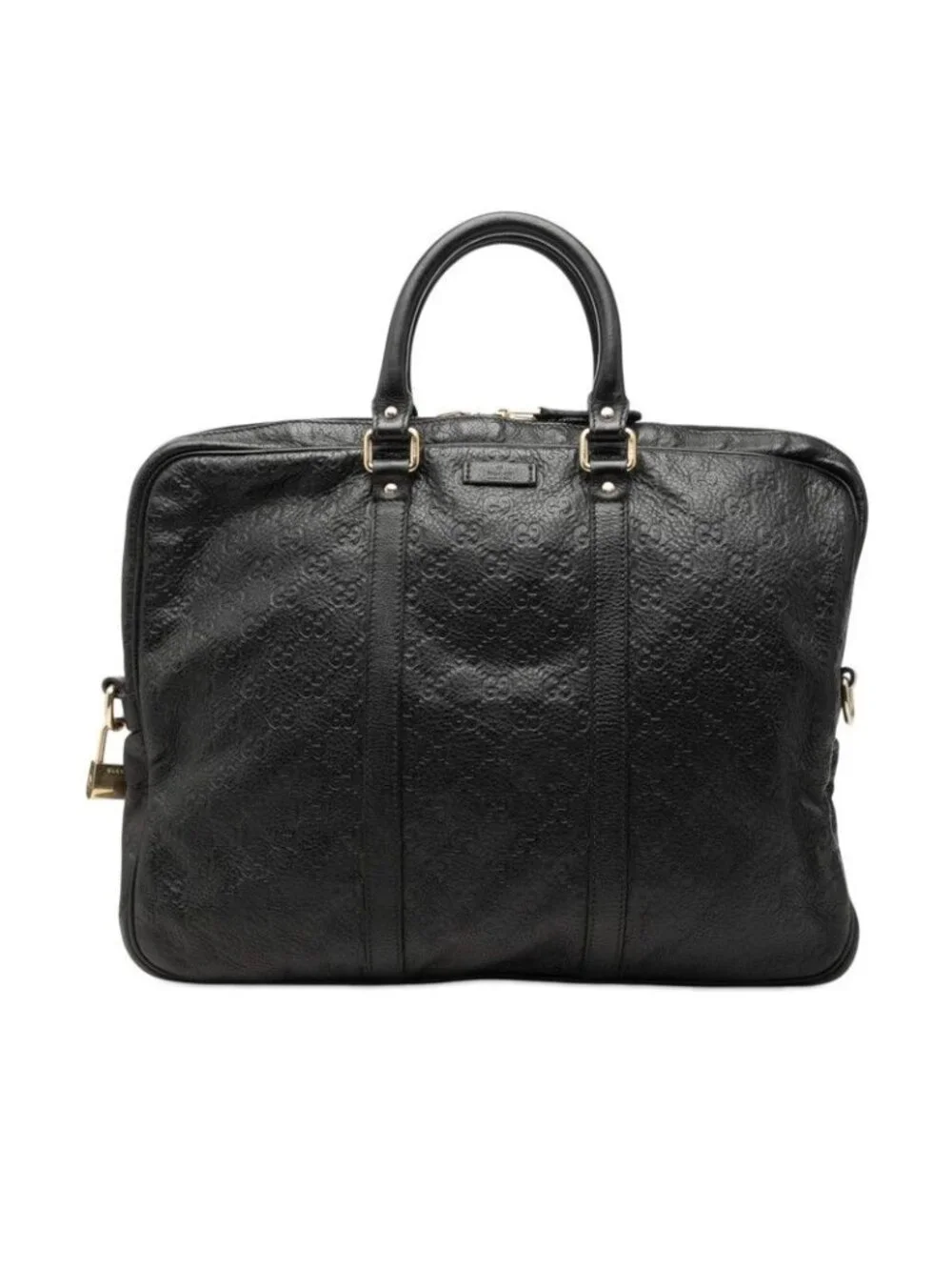 Gucci Guccissima Business Bag Fleece 2-Way Black Leather